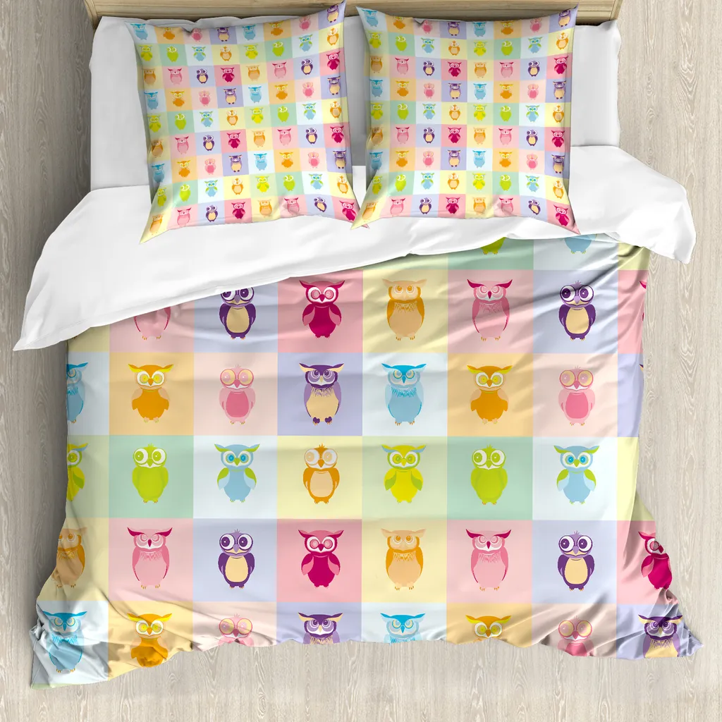 Copripiumino Moderno Gufetti Viola e Rosa ABAKUHAUS 155x220 Design