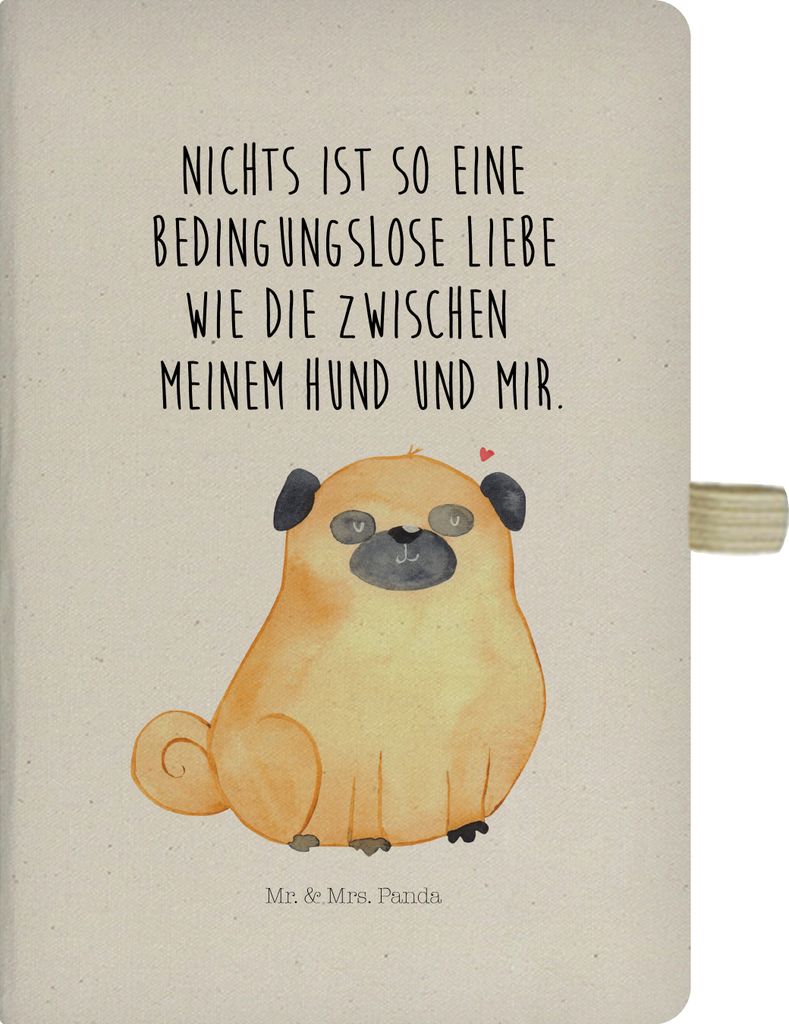 Mr. & Mrs. Panda kariertes notizbuch Mops - Transparent - Geschenk, Liebe, Sprüche, Reisetagebuch, Skizzenbuch, A5, Pure, Hund, Knuffig, Journal, ...