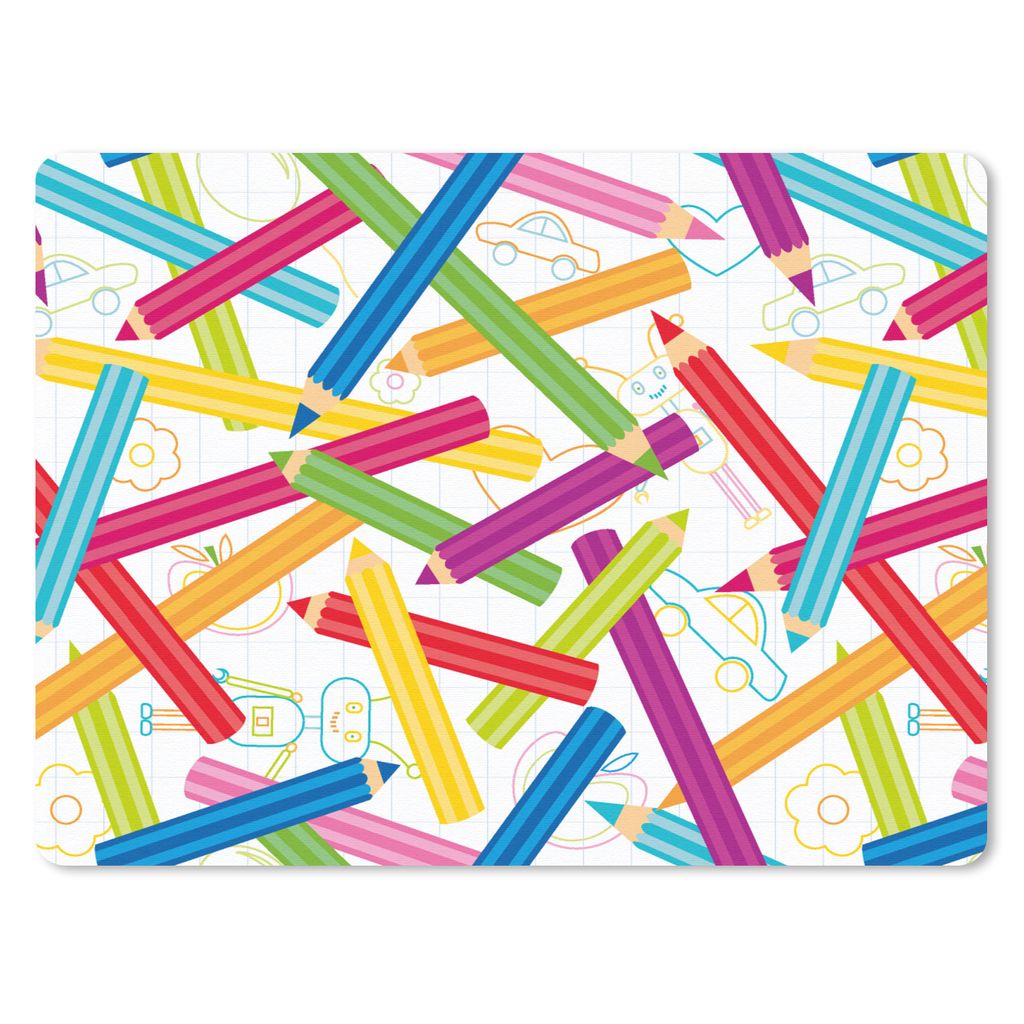 MuchoWow Mauspad Mousepad Bleistift - Muster - Regenbogen 23x19 cm - Mousepads - Maus Mat - Pad - Mausunterlage - Schreibtischunterlage - Mauspad