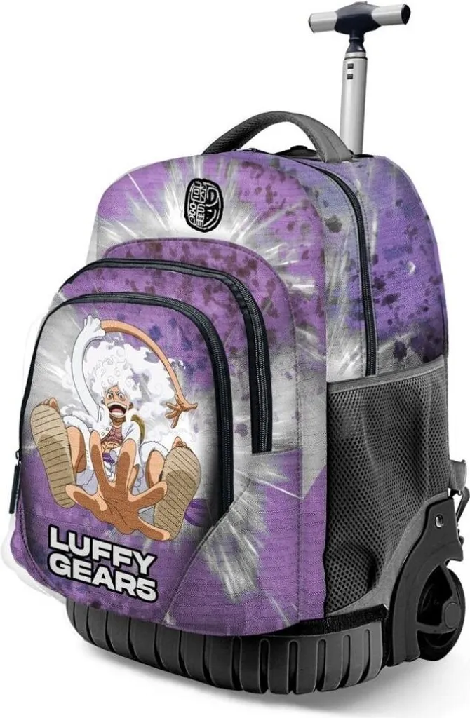 Cartable à Roulettes One Piece Luffy Gear 5 Sac Scolaire Violet Mixte