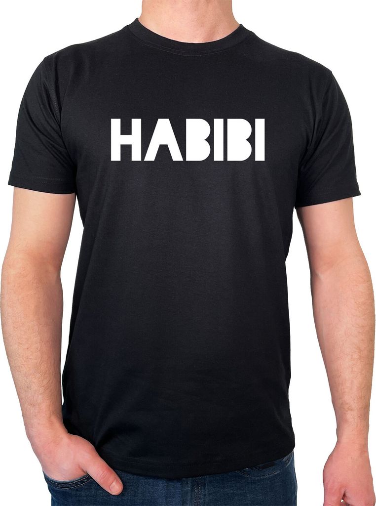 Huuraa Herren T-Shirt Habibi Schatz Freund S Black Bio Baumwolle Fairtrade Herrenshirt Geschenkidee