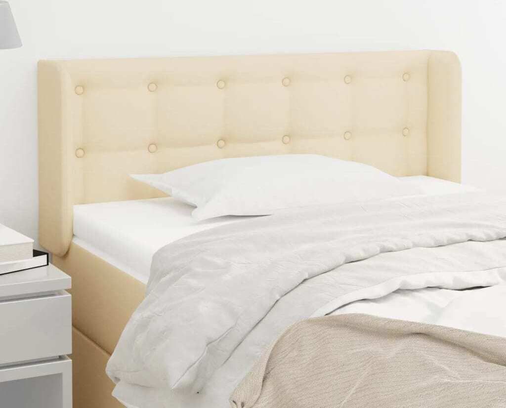 The Living Store Kopfteil mit Ohren Creme 93x16x78/88 cm Stoff