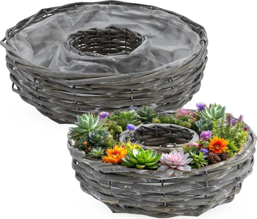 3.06 Pflanzring mit Folie ausgekleidet aus Rattan im 2er Produktbild 