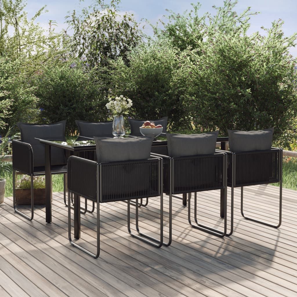 7-tlg. Garten-Essgruppe Schwarz , Gartenmöbel-Sets Design 2024
