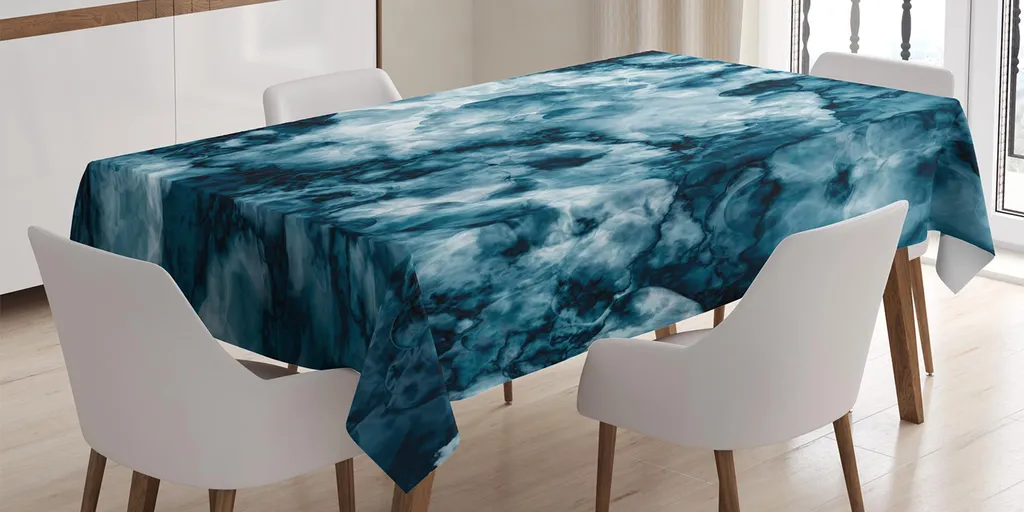 Tovaglia ABAKUHAUS Marmo Frattale Blu 140x200 - Impermeabile e Chic
