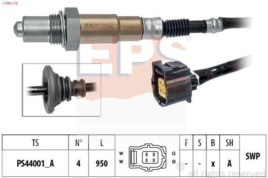 Sonde Lambda EPS pour Peugeot 4007 VU VV - Sonde Plane Chauffée 950mm