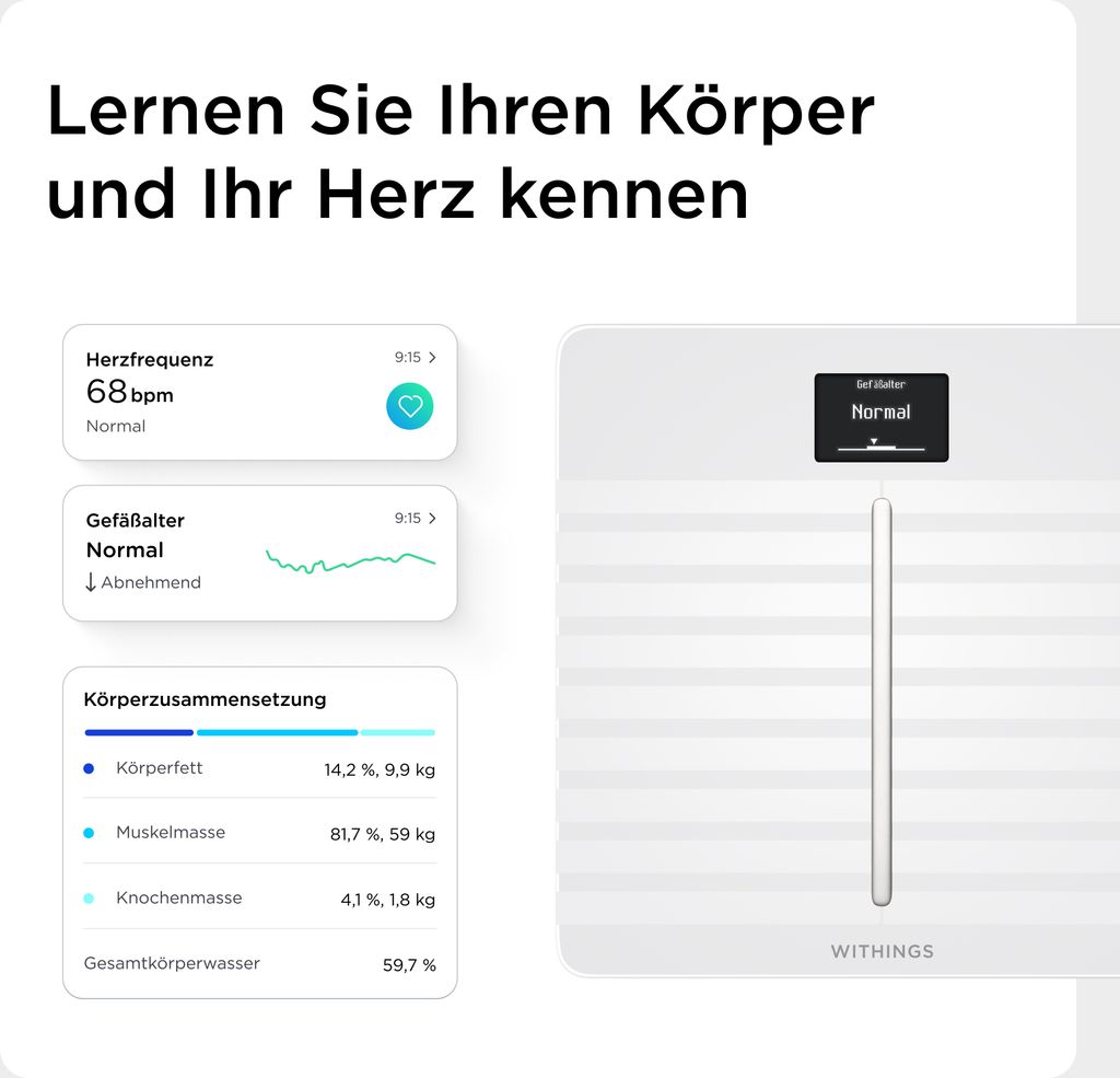 Withings Body Cardio WiFiWaage Anzeige Gesundheitszustands Produktbild 23