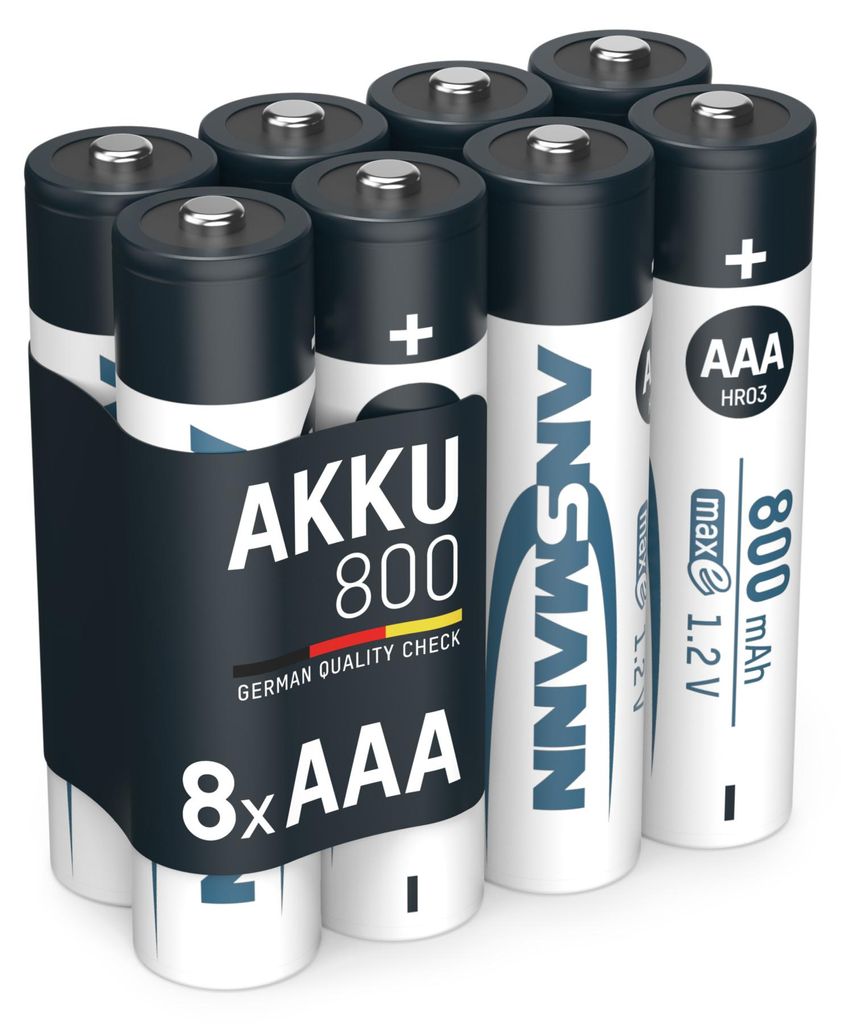 ANSMANN Akku Micro AAA 800 mAh 1,2V Ni-MH, 8 Stück Produktbild 