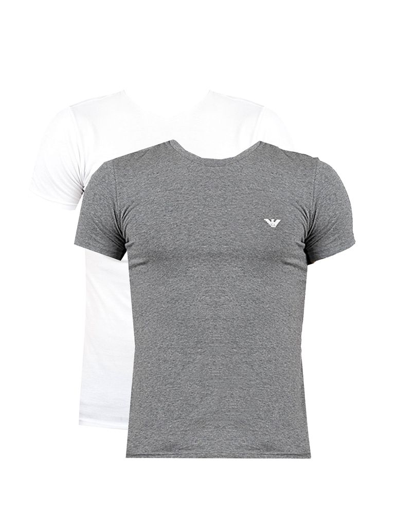 EMPORIO ARMANI Herren T-Shirt 2er Pack Halbarm Rundhals Stretch Baumwolle Artikel 111267 2F720, EUR S - CN 165/88A - BR P - MX CH, Cotone 95%,Elast...