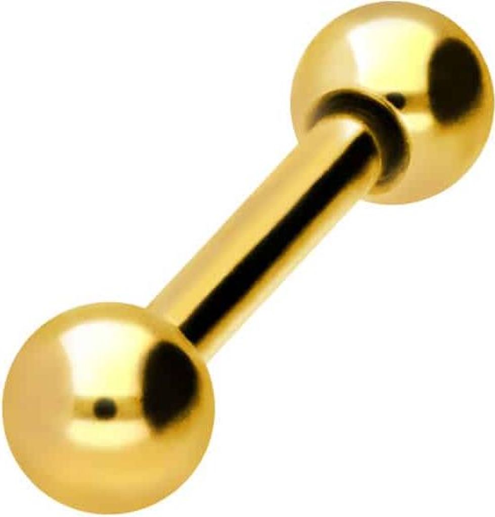 Zungenpiercing, Intim-Piercing Titan Barbell mit Innengewinde Gold Stablänge: 7mm | Stabstärke: 1,2mm