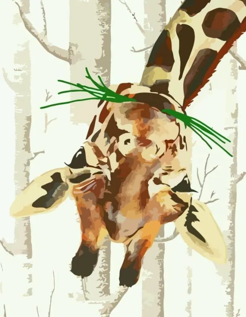 Kit de peinture numérotée girafe rose pour loisirs créatifs 35x45