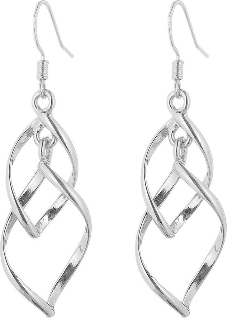 1 Paar Hakenohrringe, linearer Wirbel, böhmischer Schmuck, zarte, langlebige Tropfenohrringe für den täglichen Gebrauch-Silber