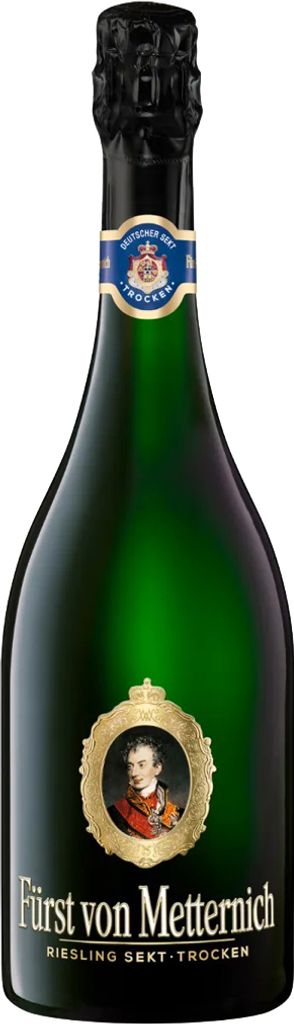 A bottle of Fürst von Metternich Rieslingsekt trocken.