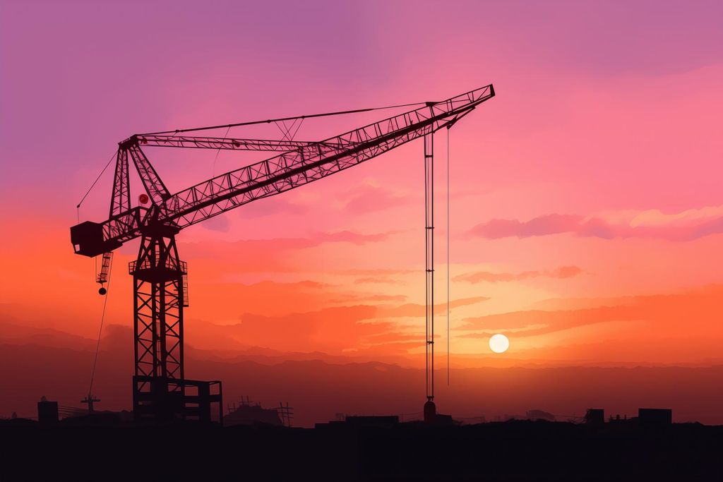 Plakat 45x30cm Abendstimmung auf der Baustelle