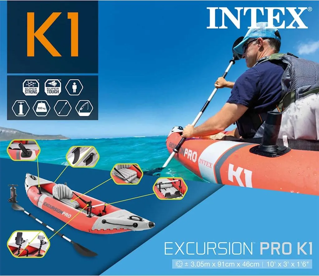 Kayak 1 place gonflable INTEX Excursion Pro K1 - Robuste et stable