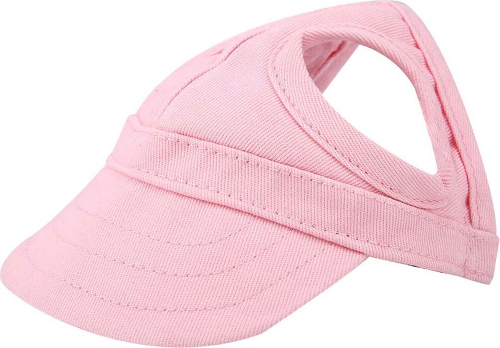 Baseballkappe für Haustiere (Hund/Katze), Outdoor-Sonnenhut, verstellbar, gestreift, Sommer-Reise-Sporthut (Pink S)