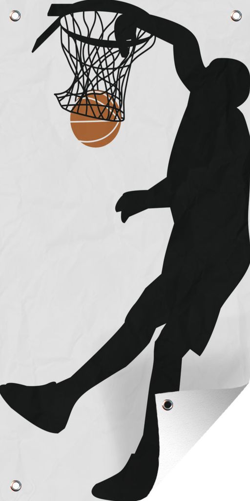 MuchoWow 30x60 cm Outdoor-Poster Gartendeko Sichtschutz Garten Poster für den Garten Eine Illustration einer Basketball-Silhouette, die den Bal...