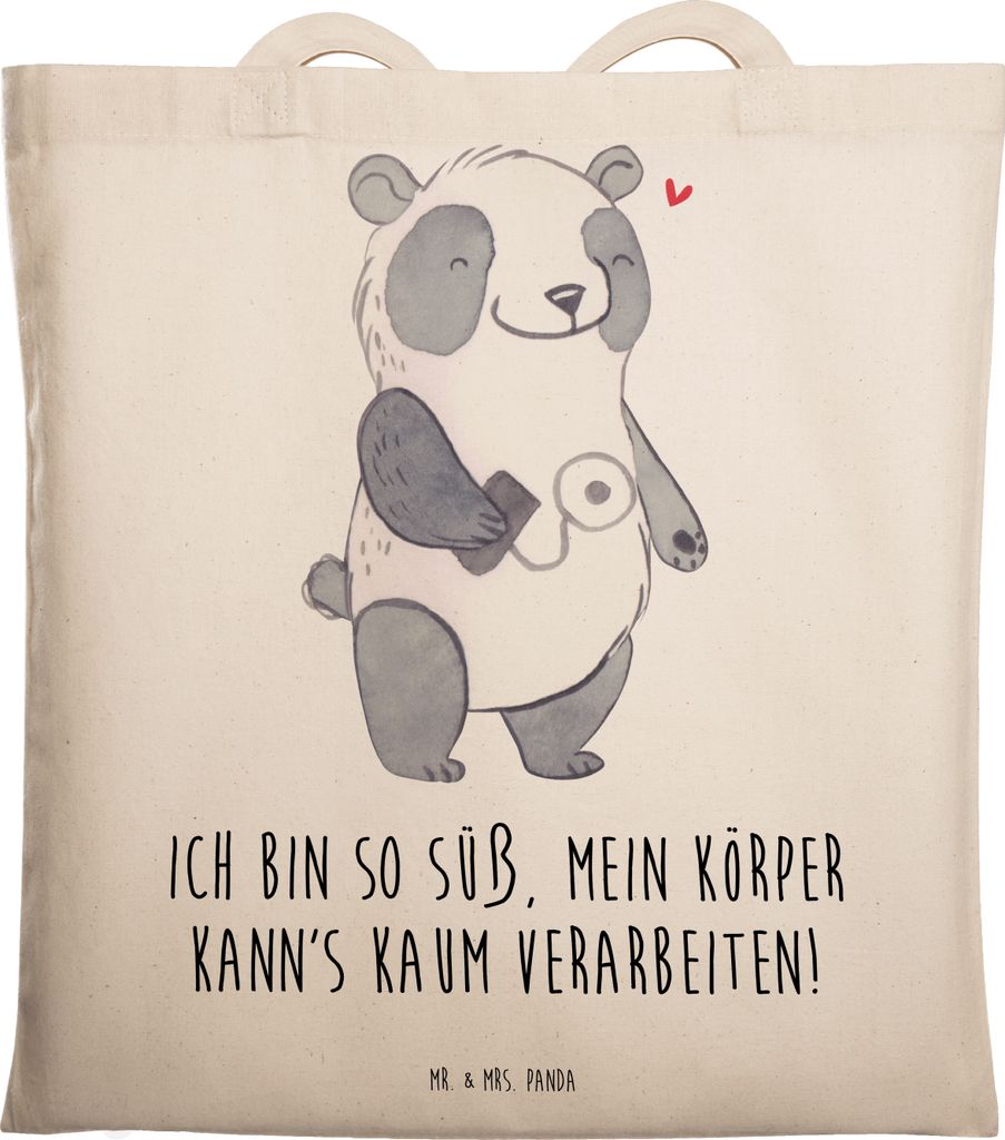 Mr. & Mrs. Panda Shopping Tasche Panda Insulinpumpe - Transparent - Geschenk, Diabetes Mellitus, Schultasche, Tragetasche, Jutebeutel, Uni