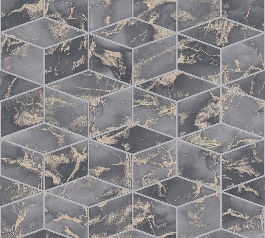 Livingwalls 3D Tapete Metropolitan Stories Marmortapete Alena St. Petersburg Vliestapete grau gold schwarz 10,05 m x 0,53 m
