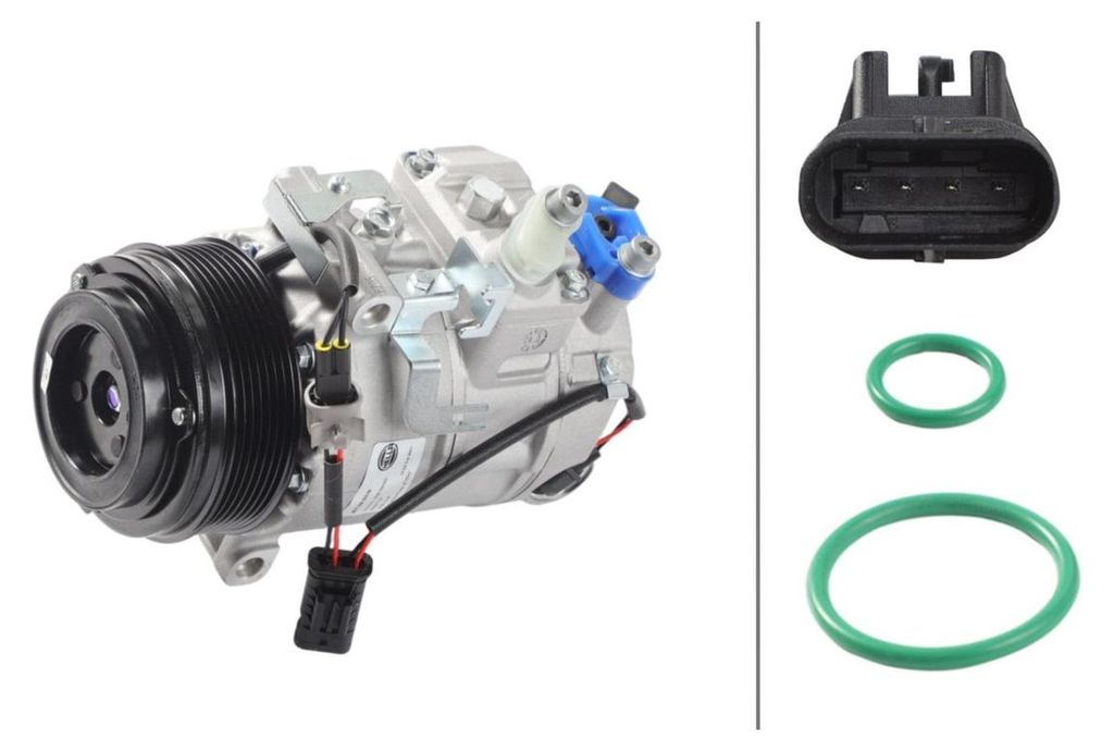 Klimakompressor 12 V Ø 109 mm HELLA Thermo-Expertise für u.a. MERCEDES-BENZ CLS