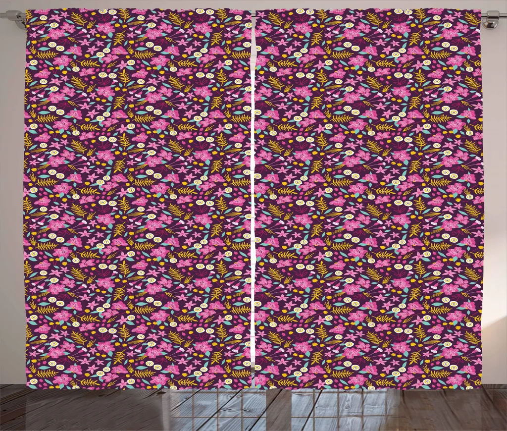 ABAKUHAUS Tenda Rustica 280x245cm Floreale | Tende con Passanti e Ganci