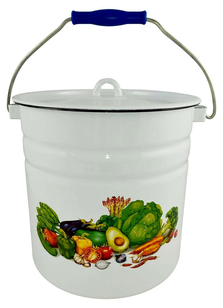 Emaille Eimer Wassereimer 12 Liter ca 25cm Durchmesser mit Motiv Erdbeeren Retro Nostalgie Geschirr