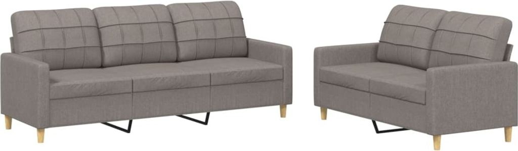2-tlg. Sofagarnitur mit Kissen Taupe Stoff