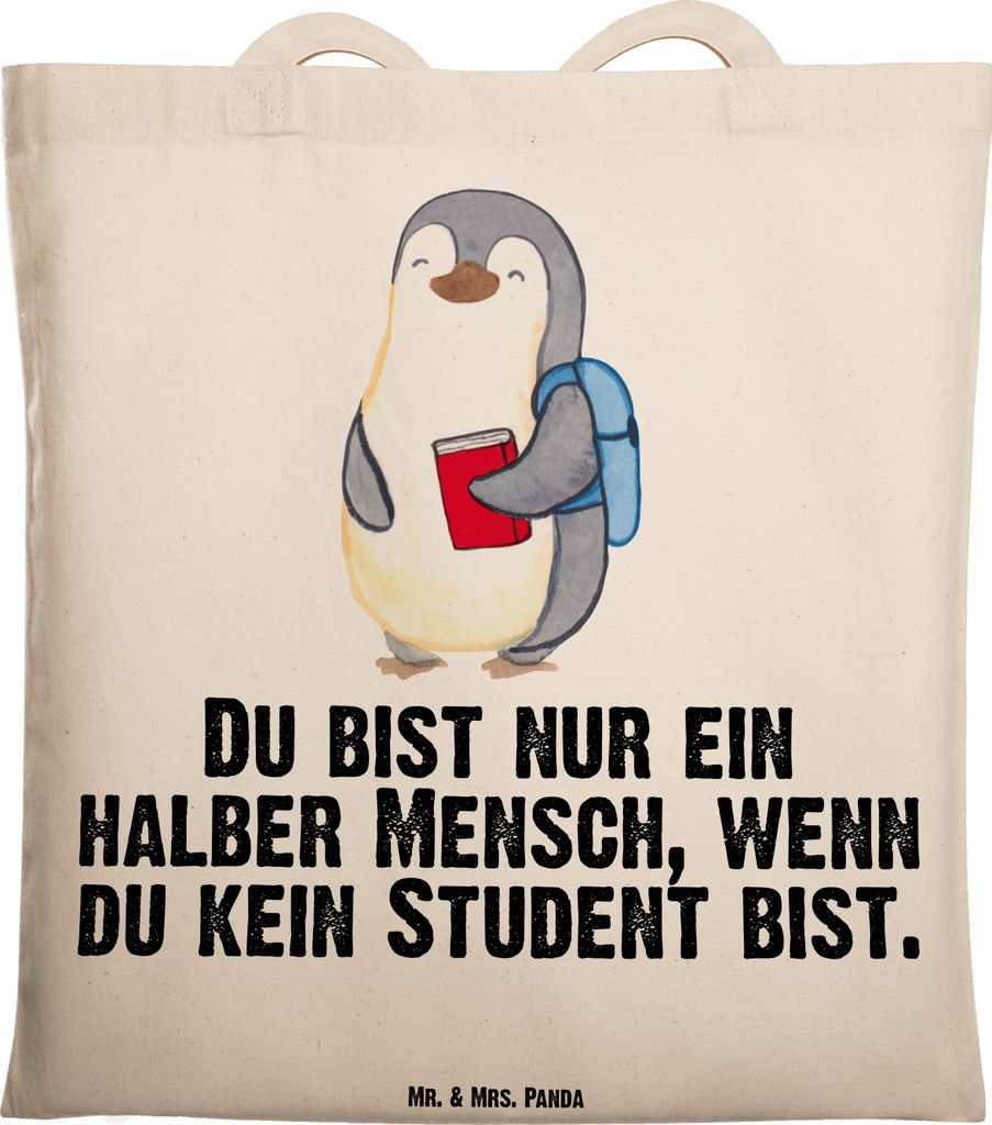Mr. & Mrs. Panda Tote Bag Student Herz - Transparent - Geschenk, Beutel, Einkaufstasche, Laptoptasche, Tasche, Jutetasche