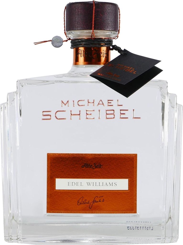 A clear studio shot of a bottle of Scheibel Edel Williams.