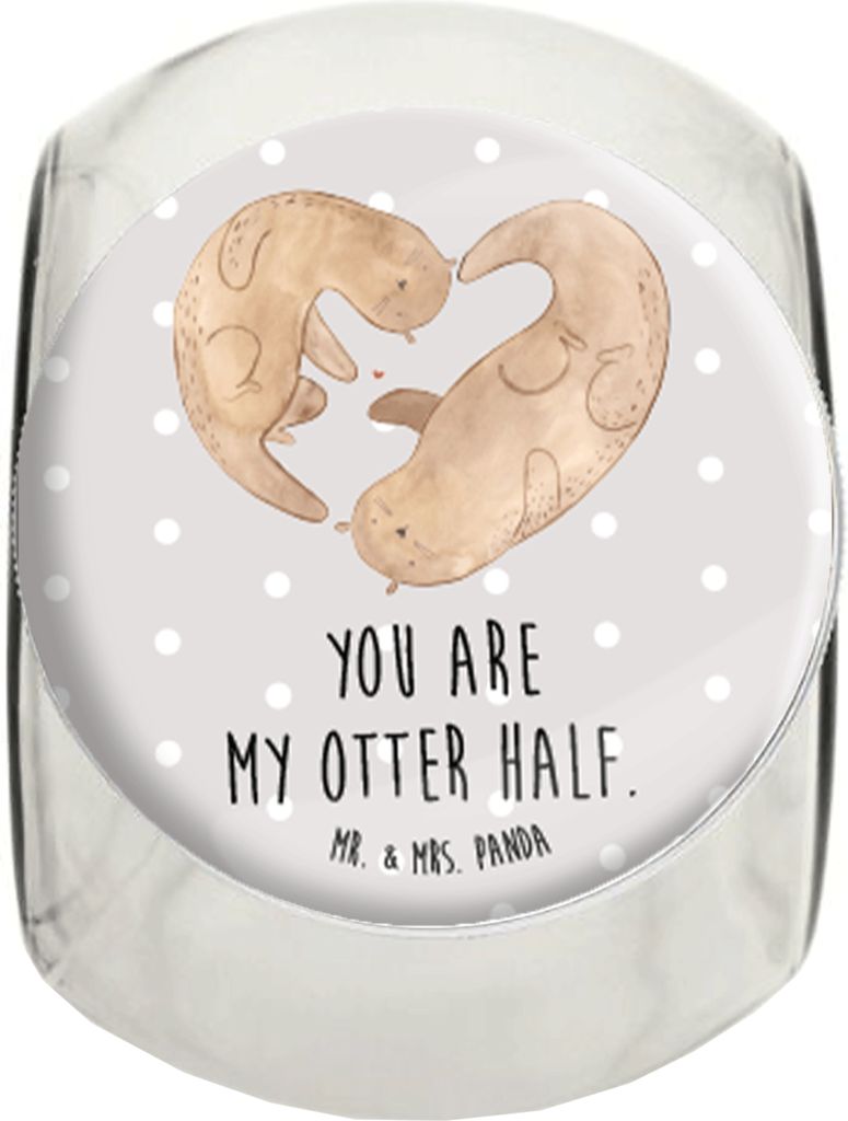 Mr. & Mrs. Panda Kaffeedose Otter Herz XL 2000ml - Grau Pastell - Geschenk, Vorratsdose, Liebe, Seeotter, Vorratsglas, Teedose, Vorratsbehälter, L...