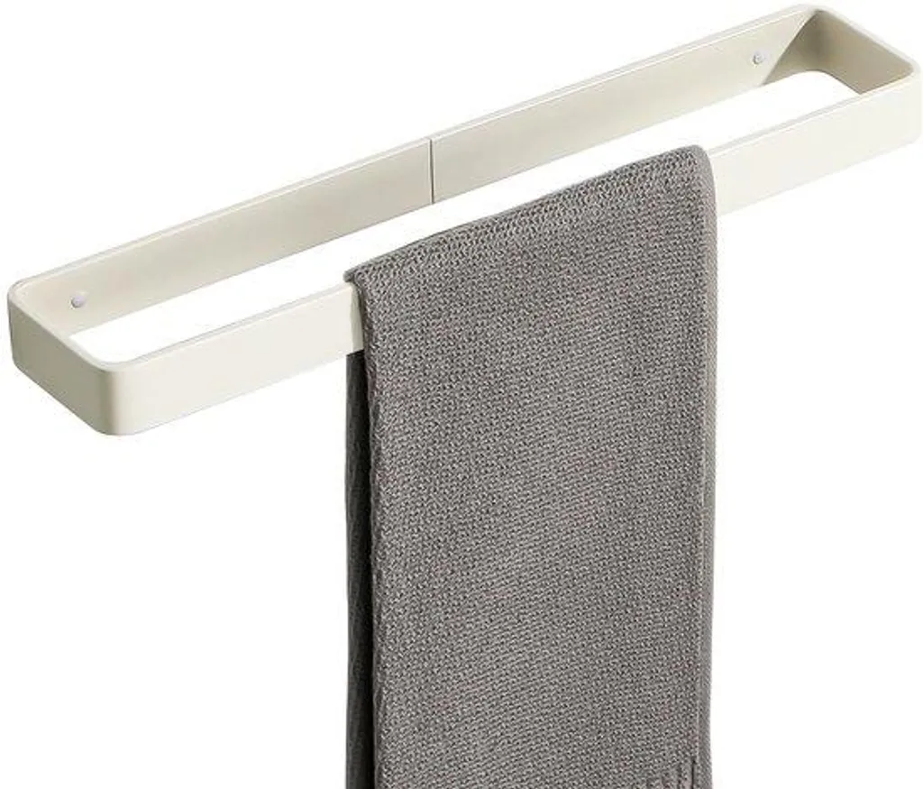 Porte-serviette mural autocollant 40cm blanc pour petite salle de bain