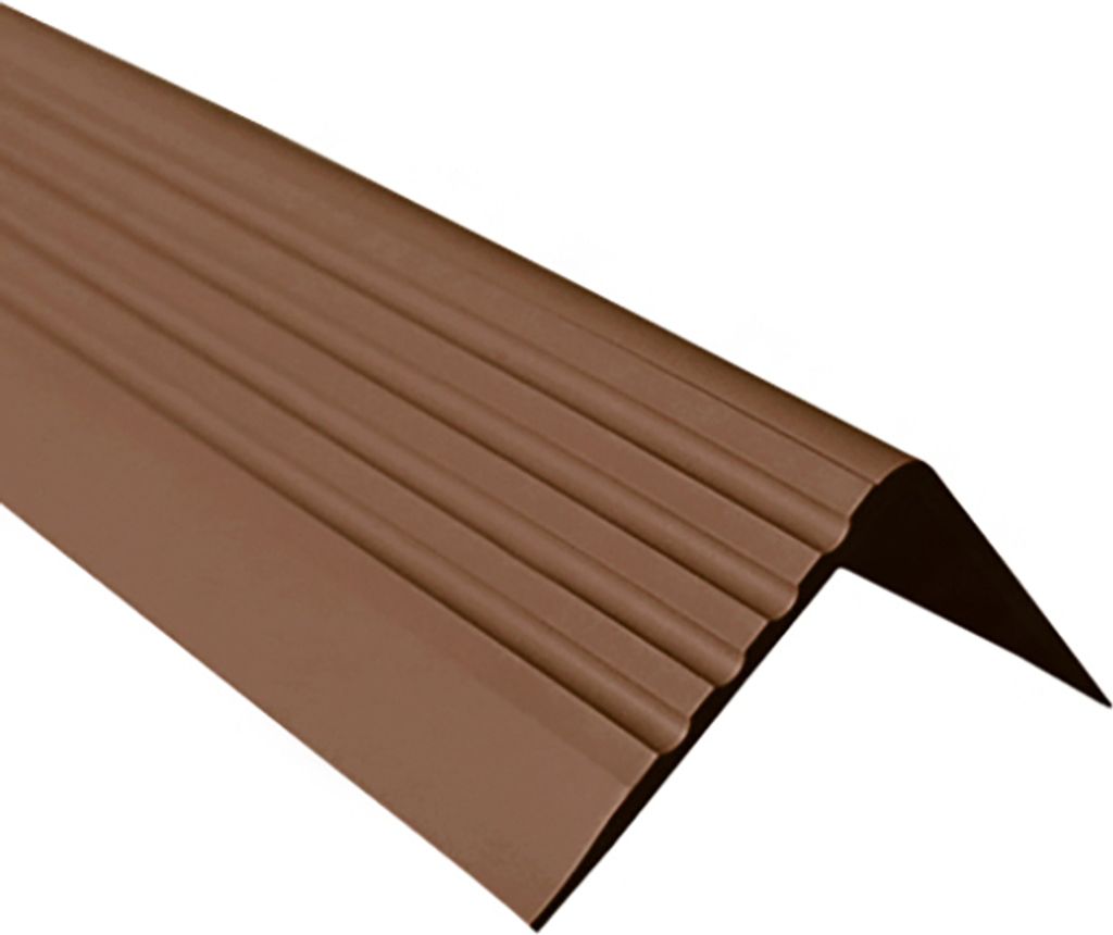 QUEST Treppenkantenprofil 40x52mm, 1.5m, Treppenprofil PVC für Treppenstufen, Treppenkantenschutz mit Rillen, Antirutsch, RGP, bronze