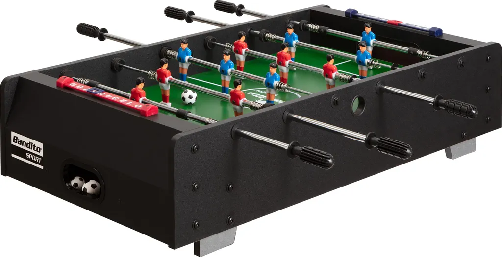 Mini baby-foot noir Bandito 95cm barres télescopiques haute sécurité