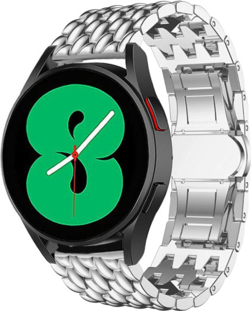 Strap-it Samsung Galaxy Watch 4 - 44mm Drachenarmband aus Stahl (Silber)
