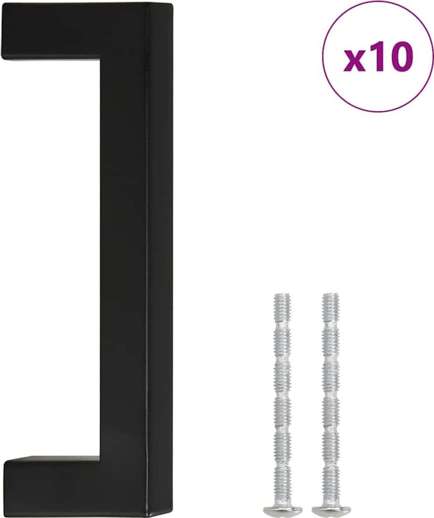 vidaXL Uchwyty meblowe 10 szt. czarne 96 mm stal nierdzewna Zdjęcie produktu 