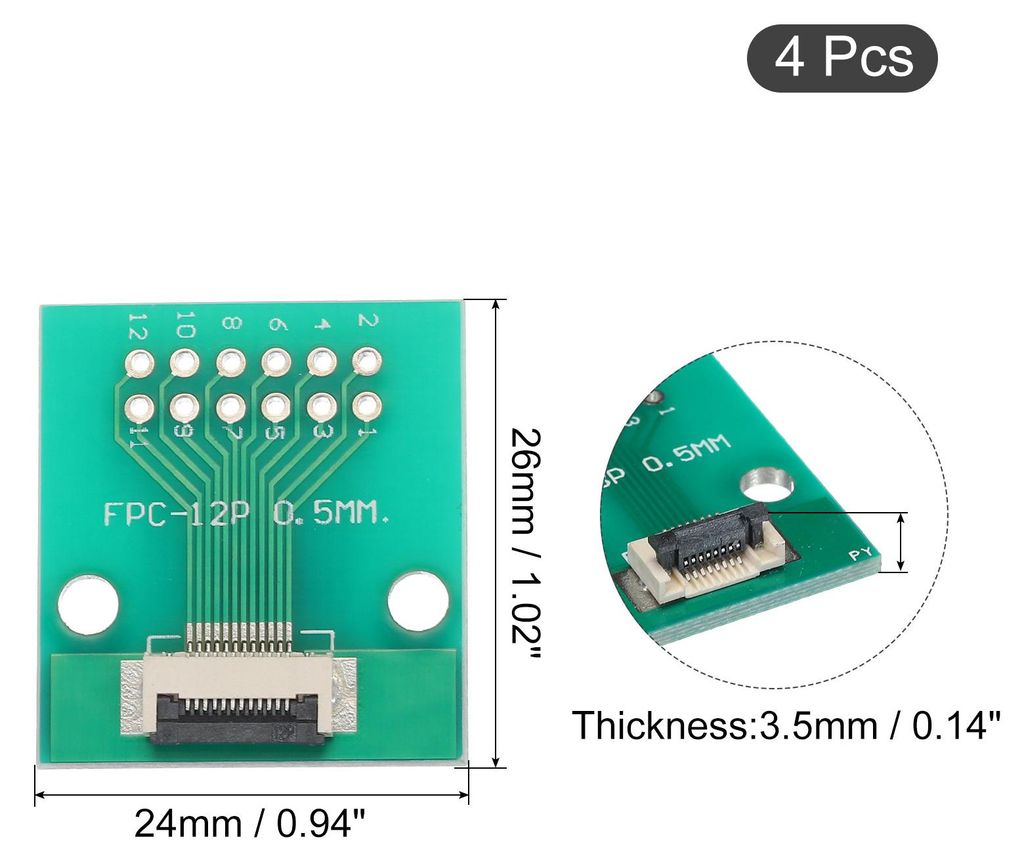 4 Stš¹ck FPC FFC PCB Platine 12P 0.5mm am Sockel Seite Rš¹ckseite 1.0mm bis DIP 2.54mm fš¹r LCD 3D Drucker Kamera DVD TV Laptop