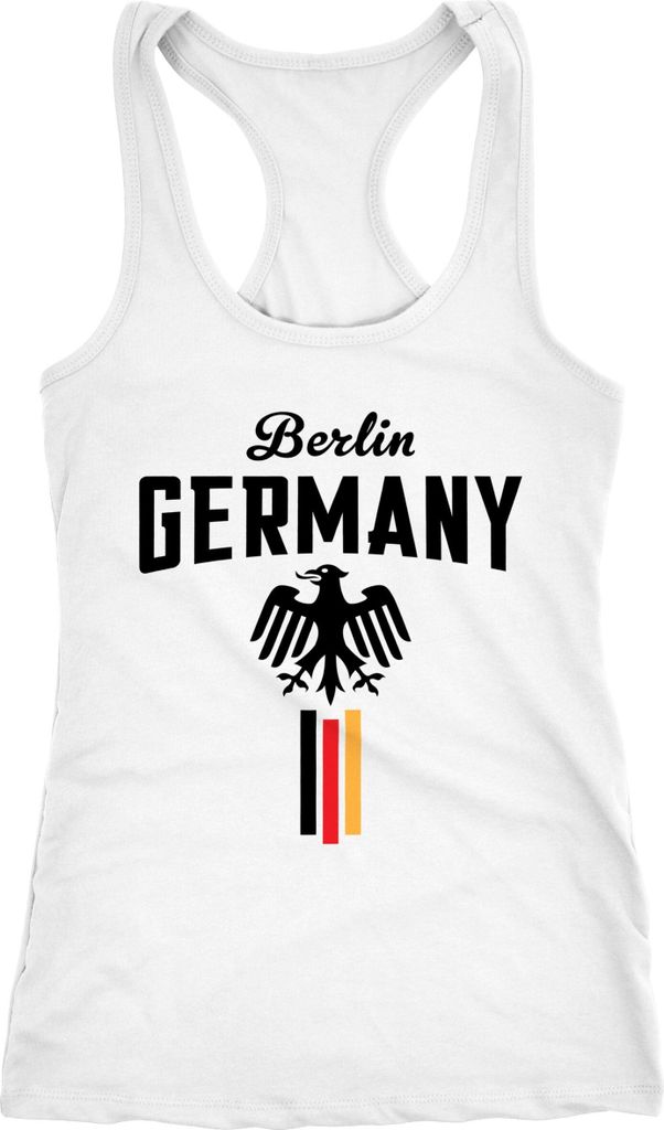Damen WM Tanktop Fan-Shirt Deutschland Fußball Weltmeisterschaft 2018 Berlin Adler Moonworks weiß XL
