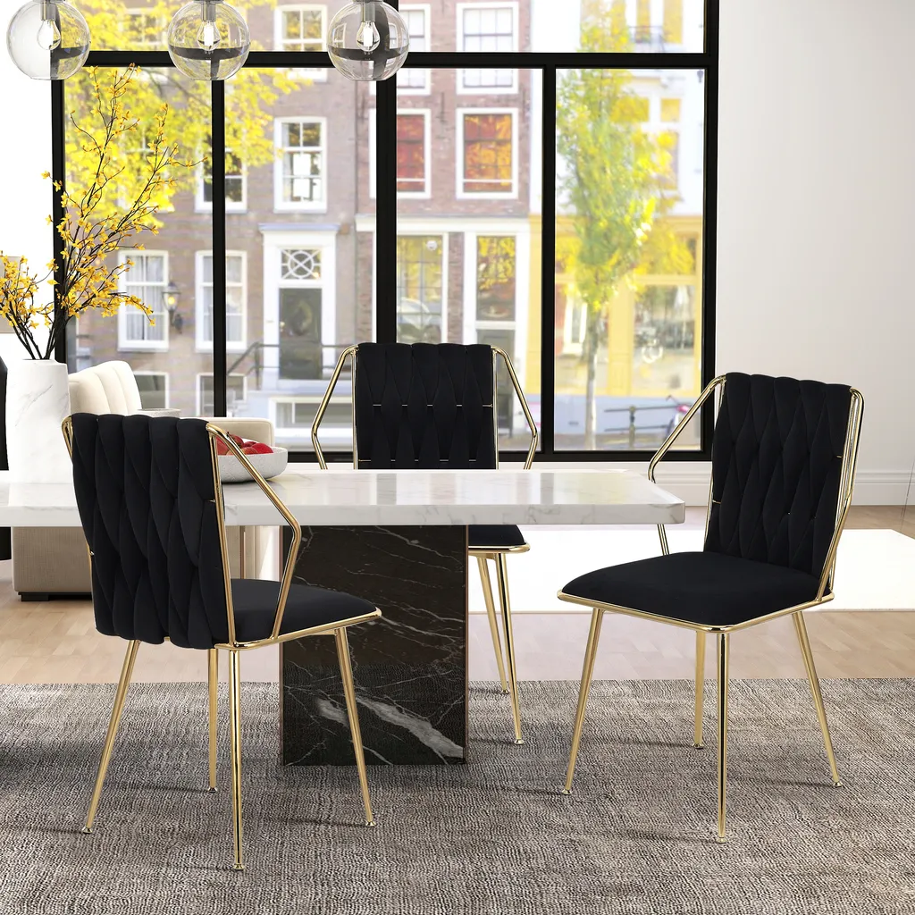 Chaise de Salle à Manger Design en Velours Lot de 2 pour Cuisine et Salon