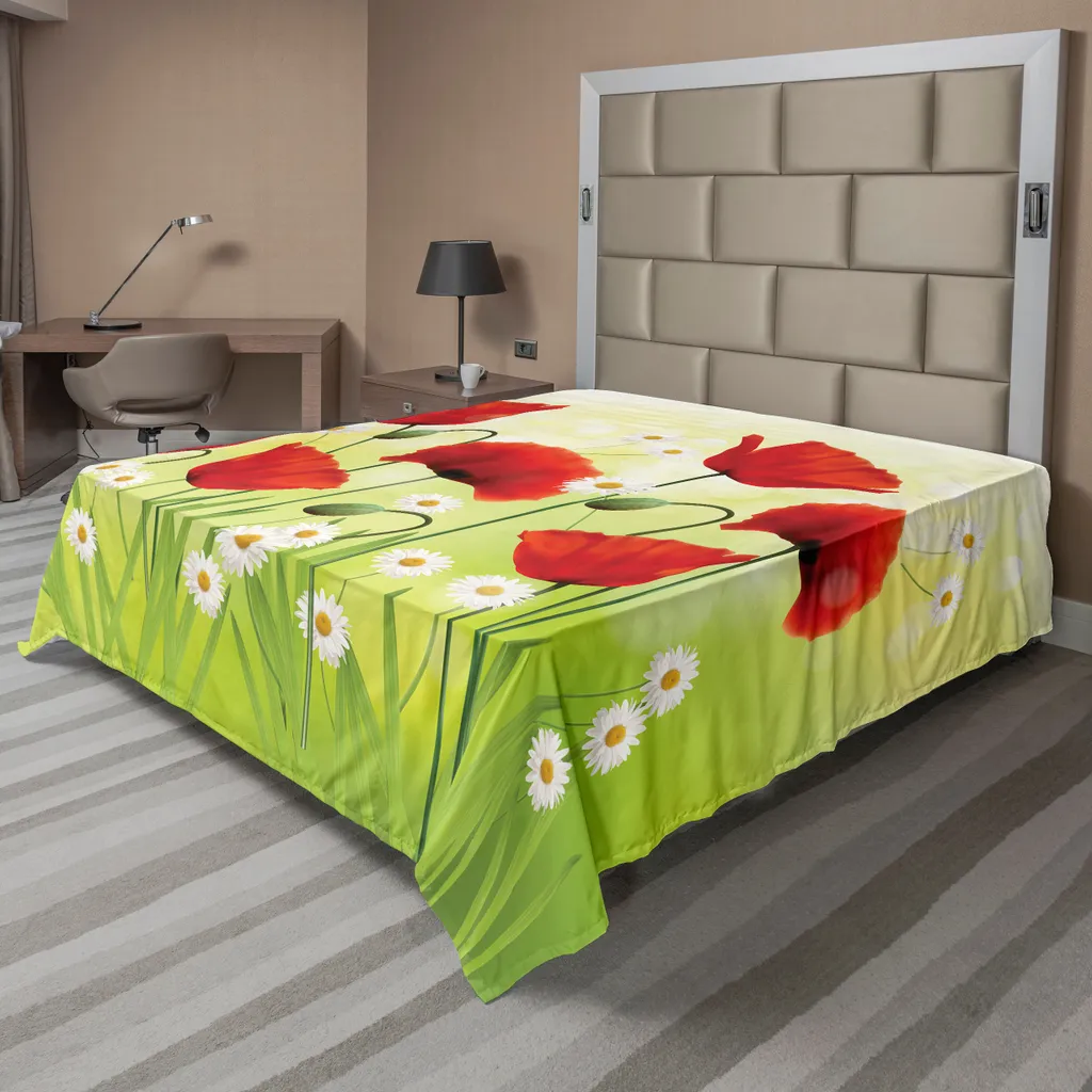 Drap de lit infroissable et facile d'entretien, imprimé floral 266x260 cm