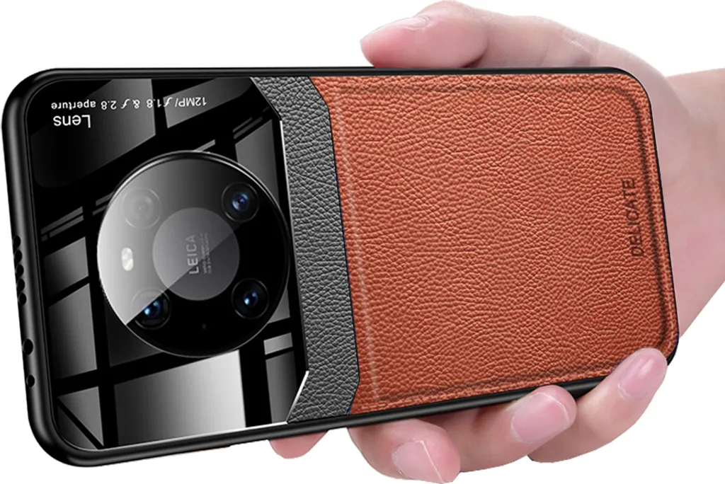 Cover Huawei Mate 40 Pro Marrone: TPU e Pelle Ibrida per Uso Quotidiano