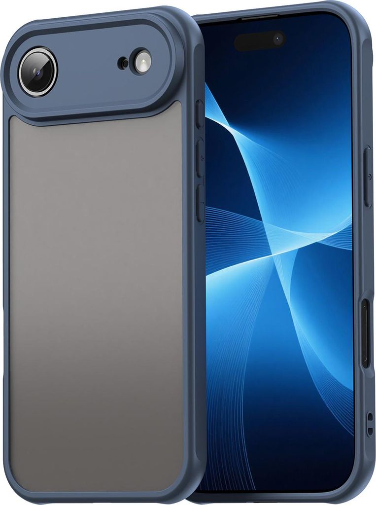 Matt Hülle für iPhone Air mit Kameraschutz, Transluzente Matt Rückseite Stoßfeste Handyhülle Blau