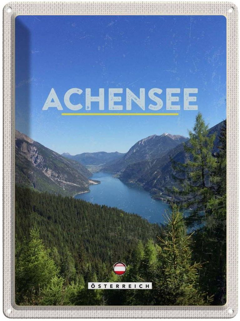 vianmo Blechschild 40x30 cm Achensee Österreich Familie Wanderung Bildmotiv Reisemotiv Abenteuer Reisen Urlaub