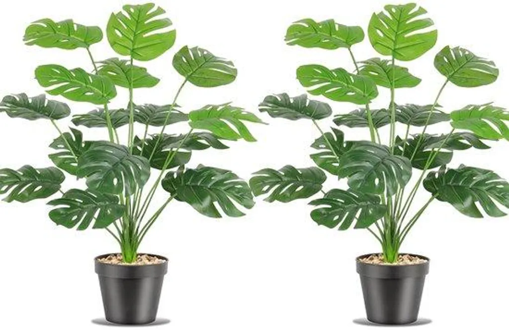 Plante tropicale artificielle 50cm lot de 2 feuillage vert dense