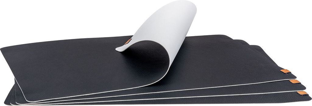 4er Set Platzset Tischsets 45x30cm Schwarz Creme Lederoptik Beidseitig Tischdeko