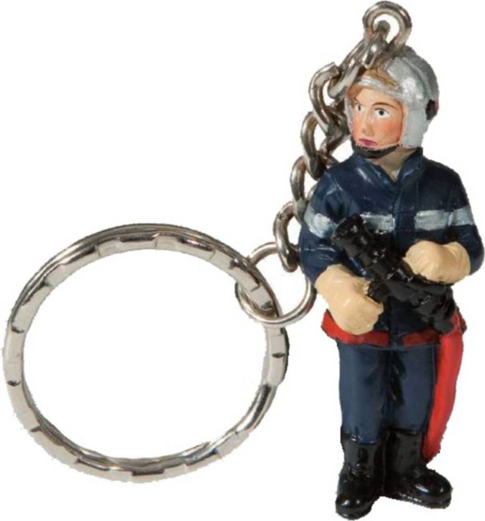 Schlüsselanhänger Feuerwehrmann mit Löschschlauch