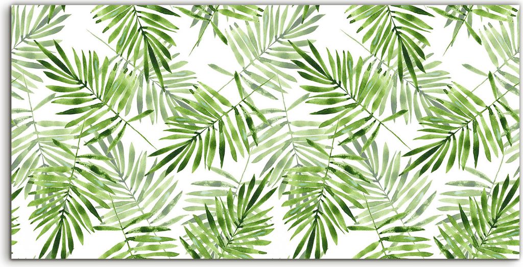 Coloray - Glasbild - 100x50 cm - Wandbild - Glasbilder - Deko Natur Tropisch Aquarell blätter