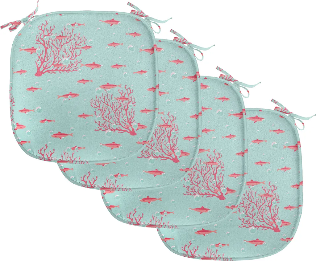 ABAKUHAUS Coussin Chaise Salle à Manger Poissons Lot de 4 40x40 cm