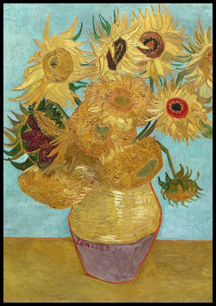 Plakat 70x100cm Vase mit zwölf Sonnenblumen, Van Gogh Vintage