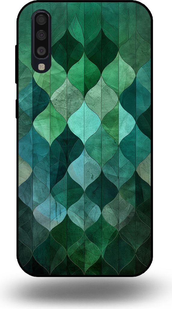 Smartphonica Handyhülle passend für Samsung Galaxy A70 mit grünem Blätterdruck - TPU Backcover Hülle grünes Blattdesign - Grün