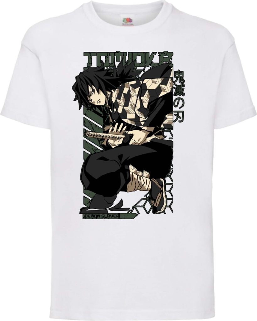 Kinder T-Shirt Demon Anime Slayer Tomioka Gyuu Tomioka Hashira, 12-13 Jahr - 152 / Weiß